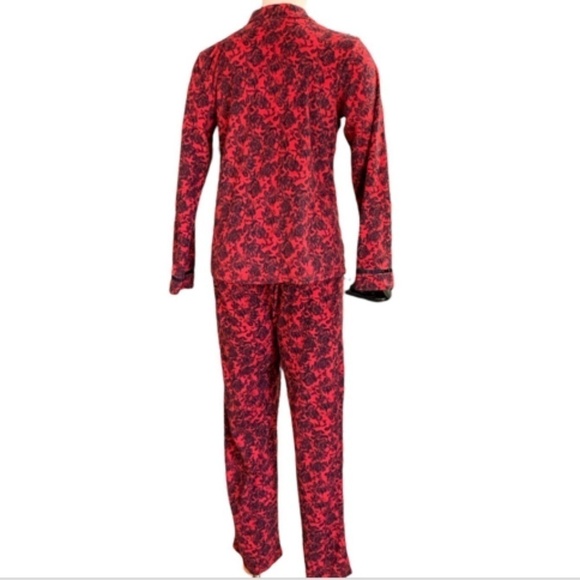 Jacyln Smith Women Soft Cozy Pajama Shirt and Pants Set Sz M Red Black #251i - Picture 3 of 7